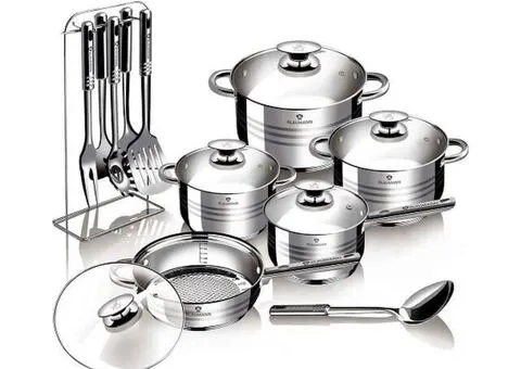 Blaumann 17-teiliges Topfset Edelstahl + Kochbesteck Gourmet Line (B-Ware) - Gratis Versand - 1/3