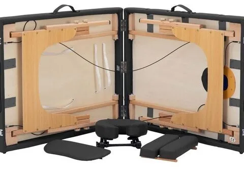 Hochwertige 2-Zonen Massageliege, schwarz (B-Ware) - Gratis Versand - 3/6